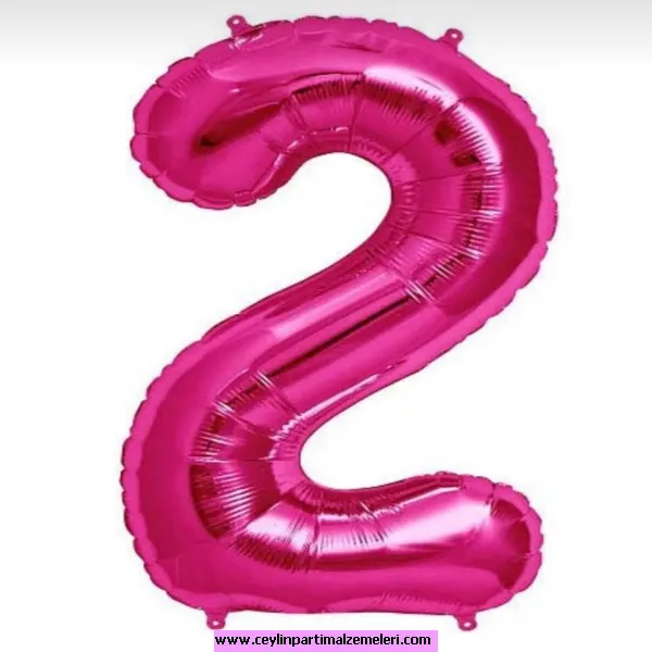 2 Rakam Fuşya Folyo Balon 